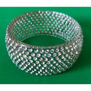 GORGEOUS! Vintage Sparkling Clear Lucite Wide Bangle Bracelet